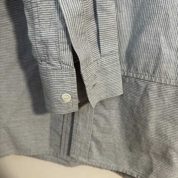 BILLY REID cotton chambray stripe button down pocket shirt - Picture 8 of 8